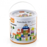 Træbyggesæt gård – 50 klodser i spand