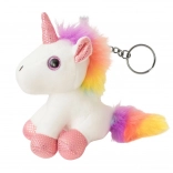 Plush Unicorn Keychain with Metal Ring White 12cm