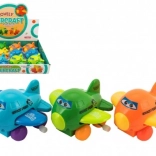 Wind-up airplane with eyes – flapping wings, plastic 8 cm, assorted colors