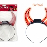 Light-up devil horns, battery-powered, 15 cm
