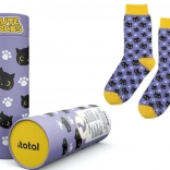 Purple Cotton Socks with Cat