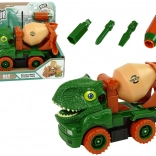 Camion-bétonnière dinosaure à démonter – vert avec accessoires