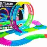 Illuminated racing track with loop and LED car for children from 3 years