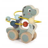 Fa dinoszaurusz gyöngyös labirintussal kerekeken