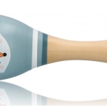 Blauwe houten maraca met vos