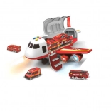 Aereo dei pompieri con vano di carico e 3 macchinine