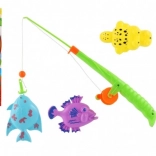 Magnetic fishing game for kids with rod and 3 animals, mix of colors