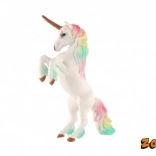 Licorne blanche à crinière arc-en-ciel, figurine en plastique 18 cm