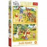 Puzzle 2x24 Disney Winnie the Pooh - A Day in the Garden