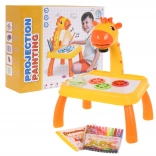 Kids' drawing table with giraffe projector – yellow