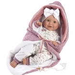 Llorens New Born mežikajoča realistična punčka z zvoki 42 cm