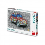 Painted puzzle car with floral motif 500 pieces
