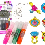 Vitražna viseča okrasja za barvanje – komplet 6 kosov s sušečimi se barvami