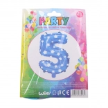 Opblaasbare ballon cijfer 5 blauw met sterretjes