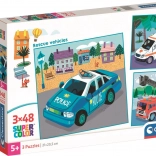 CLEMENTONI Puzzle 3×48 Pieces – Emergency Vehicles