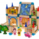 Wooden building blocks for kids 3+ – colorful set of 128 pieces for building a little house