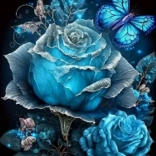 Diamantové malování Modrá růže 30x40 cm