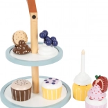 wooden two-tier muffin stand small foot with magnetic accessories
