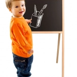 Dubbelzijdig houten kinderbord, magnetisch – krijt en stift, 84 × 43 × 50 cm