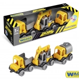 Kid Cars Construction Vehicles Set 3 pcs plastic 10 cm WADER