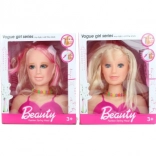 Blonde styling head with accessories