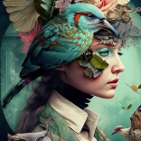 Diamantno slikanje Dekle s ptičkom 30x40 cm