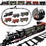Electric steam train set with smoke, light and 5 carriages