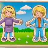 Wooden Puzzle for Children Dressing with Boy and Girl