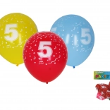 Opblaasbare ballonnen 30 cm met cijfer 5 – set van 5 stuks