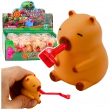 Anti-stress capybara squishy with pop-out trumpet and squeaker 7 cm – brown figurine
