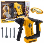 Children's drilling hammer with interchangeable tips and protective glasses yellow