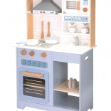 Wooden interactive children's kitchen with range hood