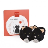 DOUDOU Gift Set – First Booties with Black Cat Motif 0–6 Months