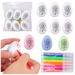 Styrofoam Easter eggs for painting with flower pattern, 6 pcs with markers