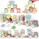 Wooden Train with Carriages and Building Set