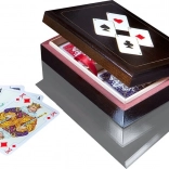 Luxury cards in a wooden jewelry box with aces