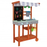 Wooden Garden Kitchen on Wheels with Accessories and Faucet Lulilo Sableto