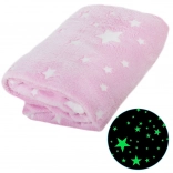 Glowing Soft Blanket with Stars 150 × 200 cm – Pink