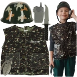 Children's Military Costume with Helmet for Kids Aged 3-8