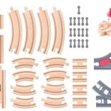 Wooden Train Track Set with Turntable – 50 Pieces