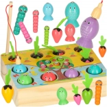 Wooden Montessori Game – Magnetic Fishing, Worms and Carrots