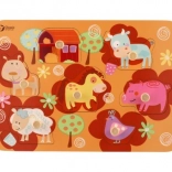 Houten boerderij insteekpuzzel voor kinderen