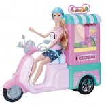 Iskrem-sælger dukke 30 cm med scooter