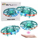 Hand-controlled UFO Drone with LED lights turquoise