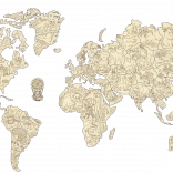 Wooden world map with animals size M (57 × 38 cm) WOODEN CITY