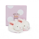 Doudou ensemble de chaussons roses avec hochets Lapin pour bébés 0-6 mois