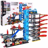 Kinderparkeerplaats met 7 verdiepingen met helikopter en 10 autootjes