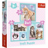 Puzzle 3 in 1 – Cute Animals TREFL