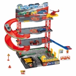 Parking station with helicopter and metal cars 59 × 27 × 39 cm