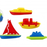 bath set boats, 4 pcs plastic in a mesh